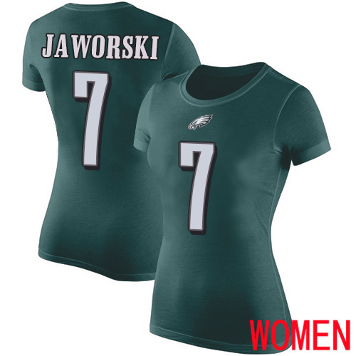 Women Philadelphia Eagles #7 Ron Jaworski Green Rush Pride Name and Number NFL T Shirt->nfl t-shirts->Sports Accessory